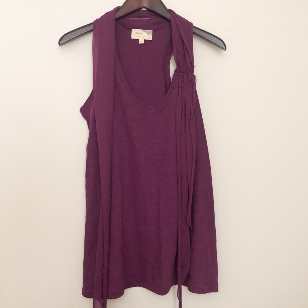 Elizabeth & James Purple Chiffon Scarf Tank